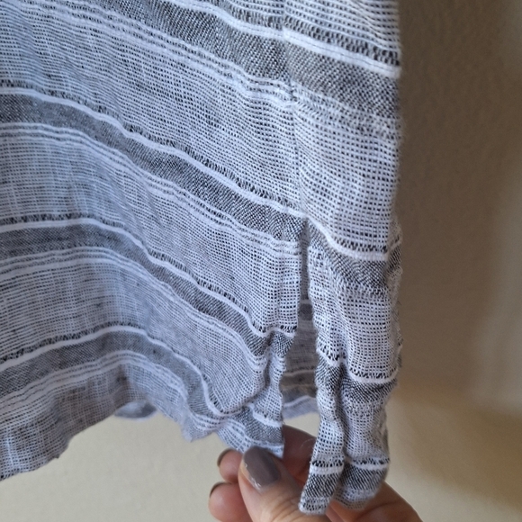 Habitat Womens Knee-Length Linen Shift Tank Dress. Gray Striped Size S - Picture 6 of 8
